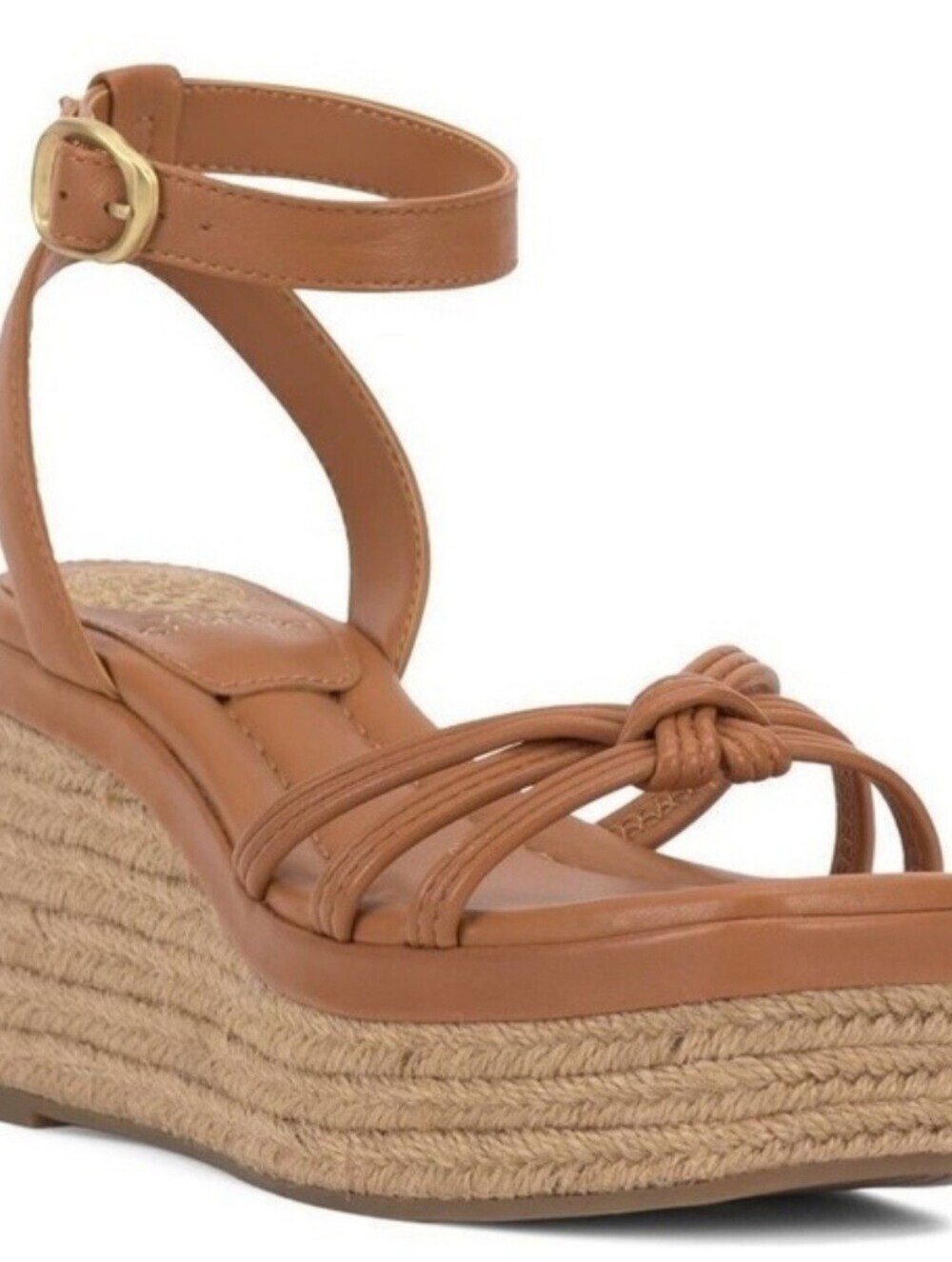 New Vince Camuto Loressa Brown Strappy Espadrille Wedge Sandals 10 Leather
